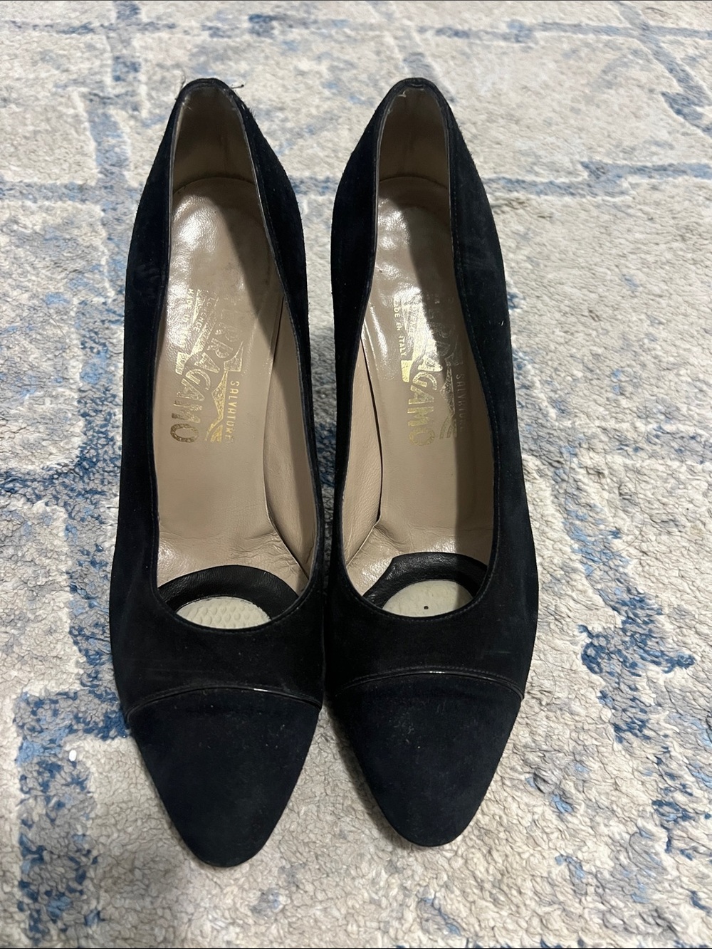 Salvatore Ferragamo Black Suede Pointed Toe Pumps
